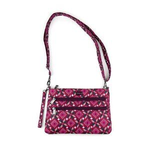 Lug PinkCrossbody Bag Multi-Zip Compartments Adjustable Strap